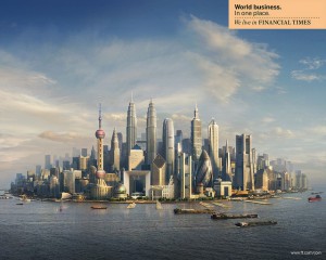 Trademark der Financial Times - die wichtigsten Finanzgebäude der Welt